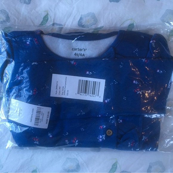 Carter’s Blue Fleeced Long Sleeve Dress - 4T - Picture 5 of 7